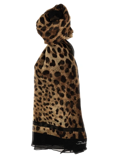 Dolce & Gabbana Leopard Scarves, Foulards In Multicolor