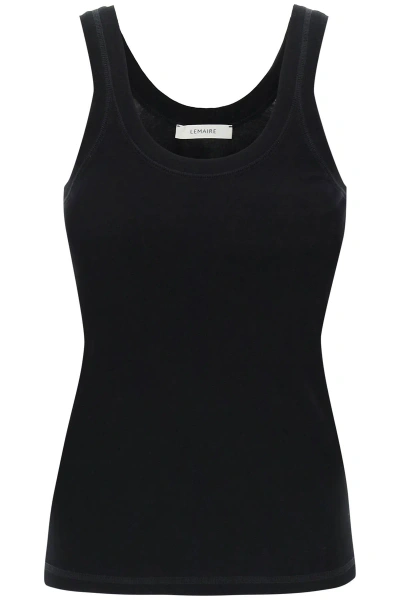 Lemaire Ribbed Cotton Tank Top In Black