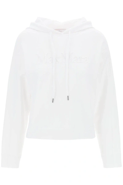 Max Mara Stadio Jersey Hooded Sweatshirt In White