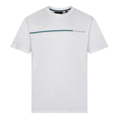 Sandbanks Tri-colour Stripe T-shirt In White