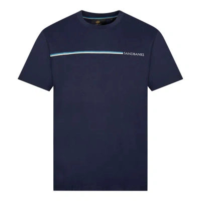 Sandbanks Tri-colour Stripe T-shirt In Navy
