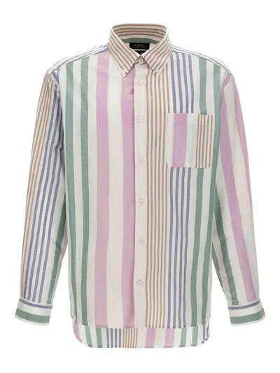 Apc Mateo Oversize Stripe Organic Cotton Button-down Shirt In Multicolor