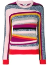 Kenzo Broken Stripe Crewneck Fitted Sweater, Pink Pattern In Faded Pink