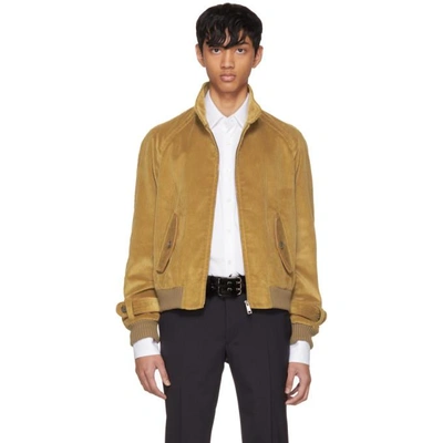 Prada Leather-trimmed Cotton-corduroy Jacket In Tan