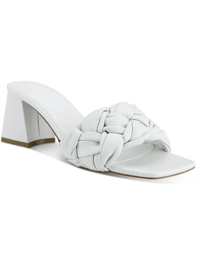 Marc Fisher Ltd Cerita Womens Leather Braided Heel Sandals In White