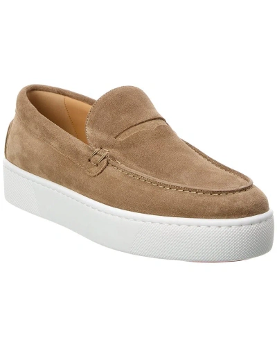 Christian Louboutin Paqueboat Suede Boat Shoes In Beige