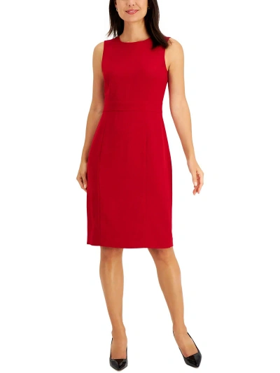 Kasper Petites Womens Sleeveless Above Knee Sheath Dress In Fire Red