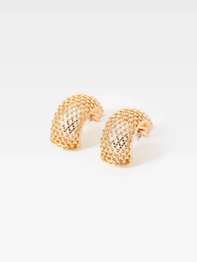 French Connection Chain Textured Half Hoop Earrings Gold