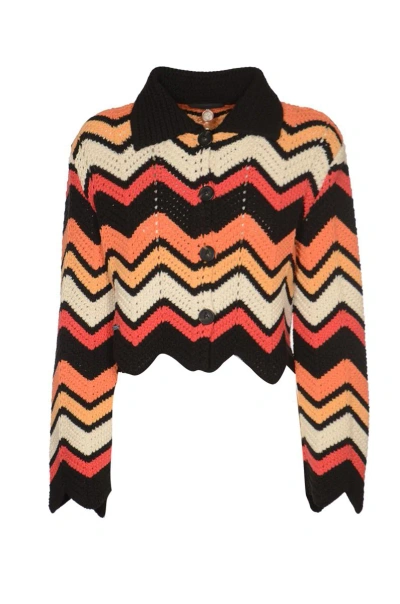 Alanui Kaleidoscopic Chevron Knitted Jacket In Multicolour