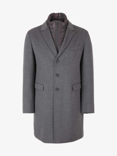 Herno Man Coat Lead Size 46 Cashmere, Polyamide In Gray