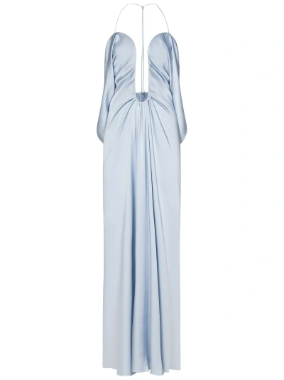 Victoria Beckham Frame-detail Cut-out Maxi Dress In Azzurro