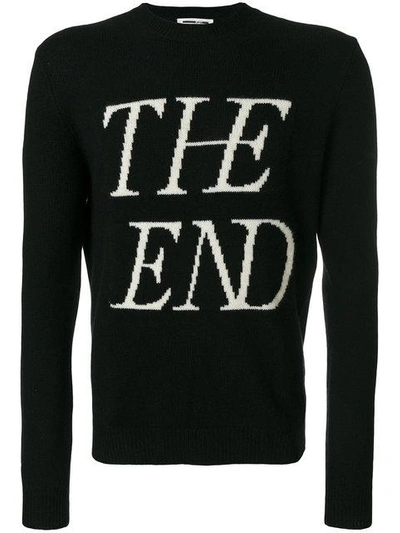 Mcq By Alexander Mcqueen 'the End' Slogan Intarsia Wool-cashmere Sweater In Black