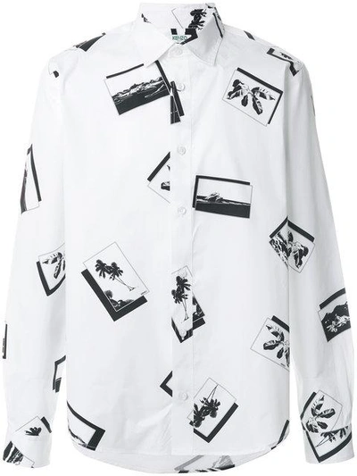 Kenzo Scenic-print Casual Button-down Shirt In White