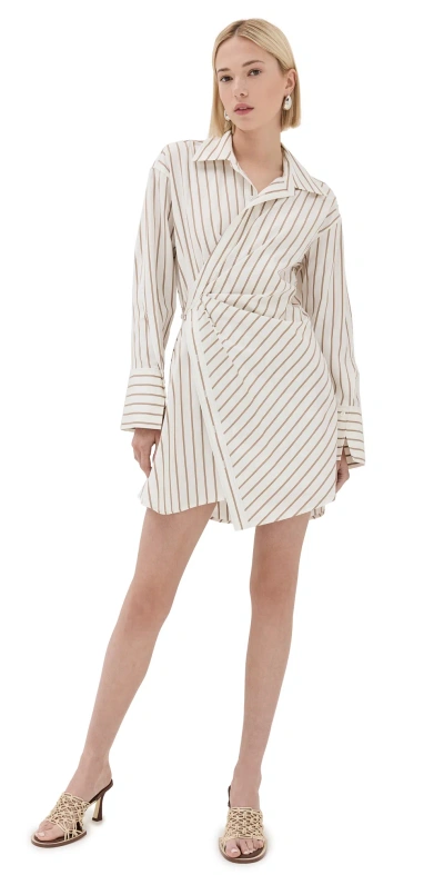 A.l.c Madison Ii Striped Button-front Mini Dress In Bonelark