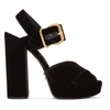 Prada Cross-strap Velvet Platform Sandals In Black
