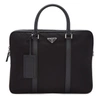 Prada Leather-trimmed Double-zip Nylon Briefcase In Black