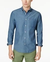 TOMMY HILFIGER MEN'S CUSTOM-FIT CHAMBRAY BUTTON-DOWN SHIRT, CREATED FOR MACY'S