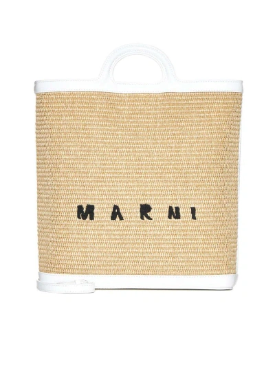 Marni Tote In Sand Storm/lily White