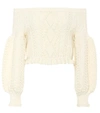 VALENTINO CROPPED OFF-THE-SHOULDER WOOL SWEATER,P00283079