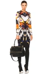 GIVENCHY BUTTERFLY PRINT LONG SLEEVE DRESS IN ABSTRACT, ORANGE, WHITE.,17X 2746 449