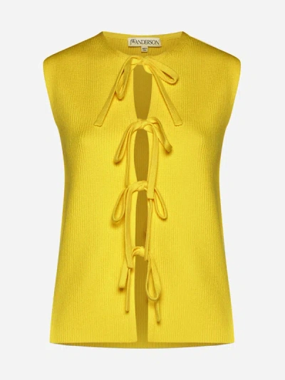 Jw Anderson Bow Tie Tank Top In Bright Yellow