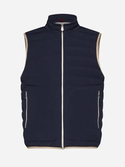 Brunello Cucinelli Nylon Down Vest In Blue Navy