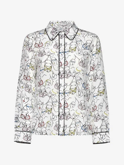 Alice And Olivia Willa Print Silk Shirt In Bisous Stace