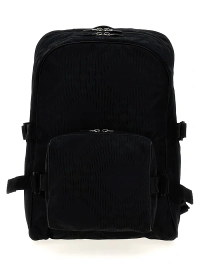 Burberry Check Jacquard Backpack In Black