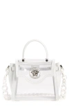 Versace La Medusa Clear Top Handle Bag In 1w00p-optical White-palladium
