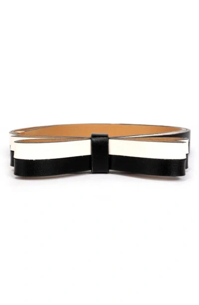 Kate Spade Two-tone Bow Belt In Black