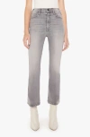 Mother The Hustler High Waist Ankle Bootcut Jeans In Grey