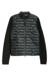 Moncler Mixed Media Down Puffer Jacket In Black