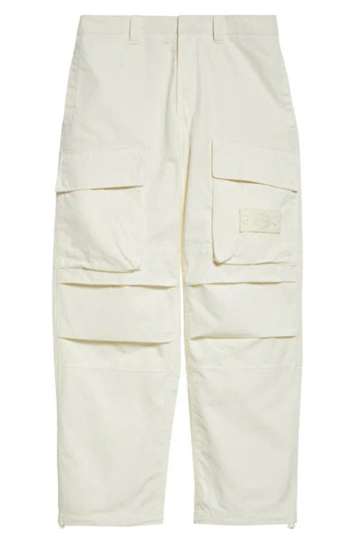 Stone Island Ghost Loose Fit Weatherproof Cotton Canvas Cargo Pants In Natural
