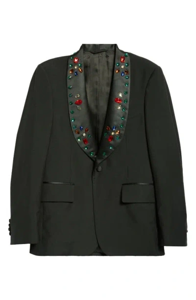 Bode Jeweled Lapel Tuxedo Jacket In Black Multi