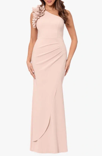 Xscape Ruffle One-shoulder Mermaid Gown In Blush
