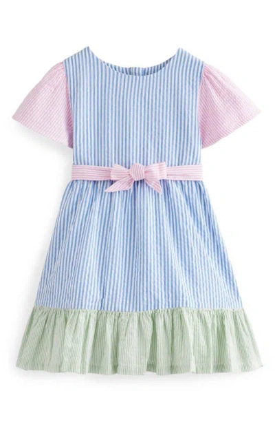 Mini Boden Kids' Hotchpotch Seersucker Dress Multi Ticking Stripes Girls Boden
