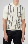 Ben Sherman Mix Stripe Polo Sweater In Ivory