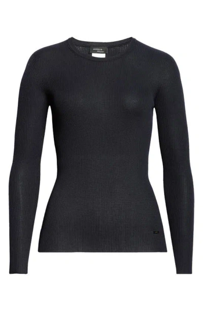 Akris Silk Cotton Seamless Rib Fitted Sweater In 097 Navy