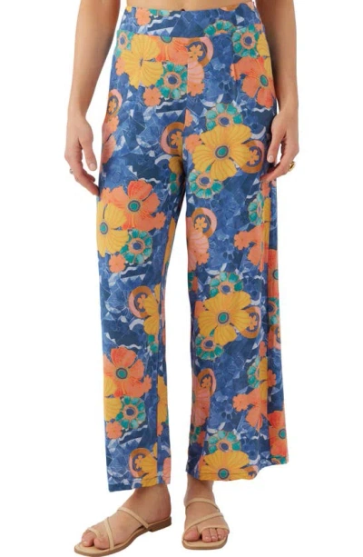 O'neill Farrah Floral Wide Leg Pants In Blue Multi Colored