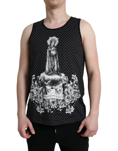 Dolce & Gabbana Black White Nostra Signora Di Fatima Tank T-shirt