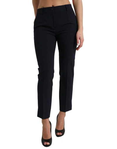 Dolce & Gabbana Cropped Wool-blend Crepe Straight-leg Pants In Red
