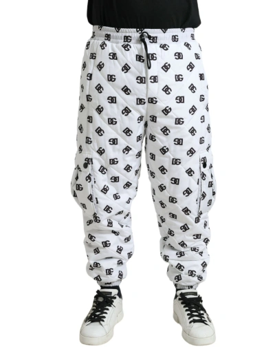 Dolce & Gabbana White Logo Dg Print Men Jogger Sweatpants Trousers