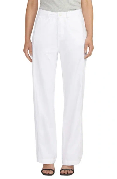Jag Jeans High Waist Wide Leg Cotton & Linen Trousers In White