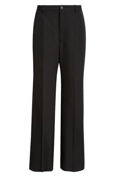 Balenciaga Regular Fit Wool Barathea Trousers In Black