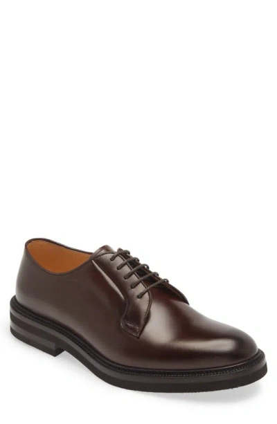 Brunello Cucinelli Leather Derby Shoes In Castagno