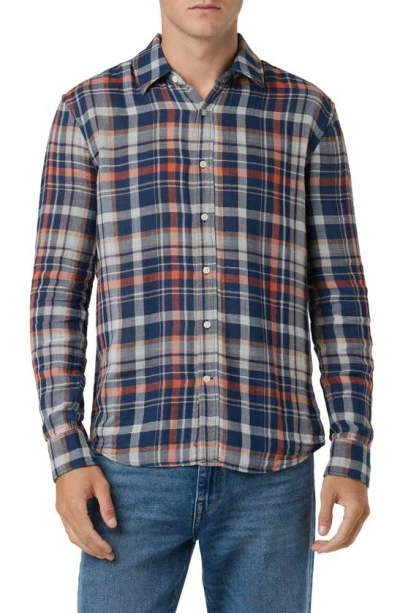 Joe's Oliver Plaid Cotton Button-up Shirt In Midnight Navy Plaid