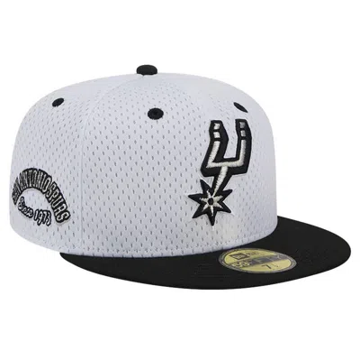 New Era Men's White/black San Antonio Spurs Throwback 2tone 59fifty Fitted Hat In White Blac