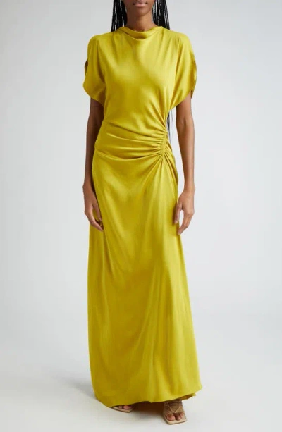 A.l.c Nadia Ruched Petal-sleeve Gown In Cactus Blo