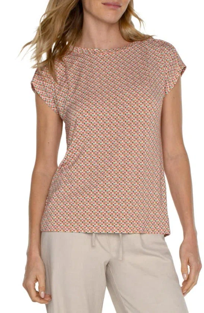 Liverpool Los Angeles Geometric Print Knit Top In Beige Geo Multi