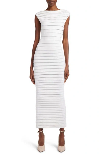 Alaïa Tube Layered Stripe Dress In Blanc